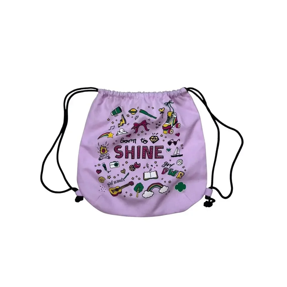 Girl Scouts Born To Shine Drawstring Backpack Purple Colorful Girl Power